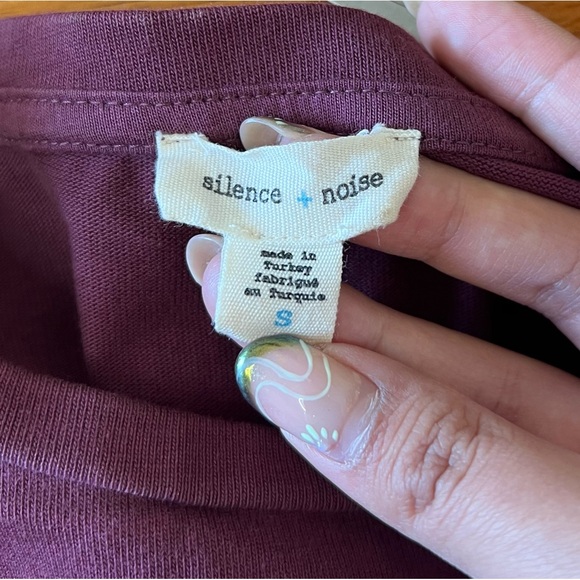 silence + noise UO Wine Side Lace Up Cinch Long sleeve Mini Dress, Size S - Picture 7 of 9